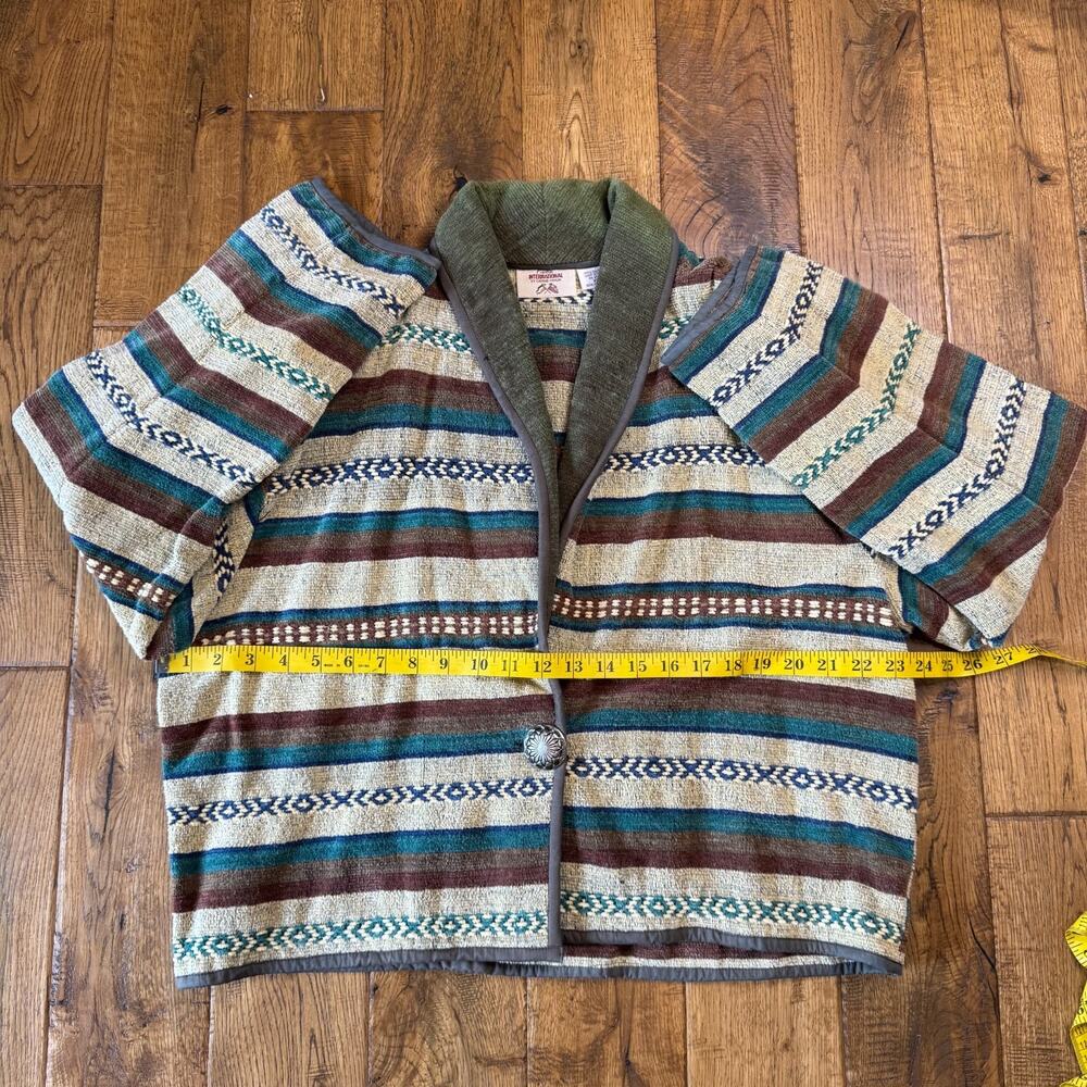 Fiorlini International Southwest Tapestry Cropped Striped Buttoned Coat Sz XL - Picture 4 of 6